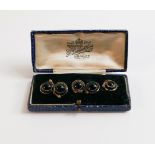 Early 20th century 9ct gold and agate stud set, boxed.