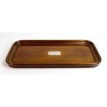 Fine quality 19th century Walnut butlers drink serving tray, with large central silver cartouche