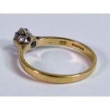 18ct gold diamond solitaire ring, diamond approx half carat, size R, 2.9g.