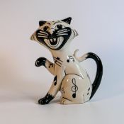 Lorna Bailey hand decorated fireside white Music Cat, colourway