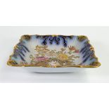 Carlton Blush ware square shallow bowl with floral decoration, by Wiltshaw & Robinson, c1900,