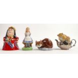 Wade Alice in Wonderland figures Queen of Hearts (handwritten to base), Dormouse, Cheshire Cat &