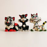 Three Lorna Bailey Cat figures, tallest 14cm (3)