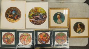 A quantity of original artworks and prints relating to plate productions at the Wedgwood factory