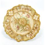 Carlton Blush ware reticulated comport with floral carnation decoration, by Wiltshaw & Robinson,