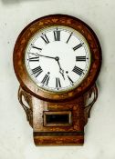 Inlaid drop dial wall clock, length 64.5cm