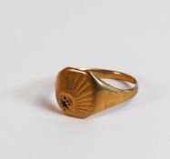 Yellow metal signet ring, tests for 9ct gold,4.3g.