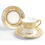 De Lamerie Fine Bone China, heavily gilded Versailles Countess Armorial patterned Trio , specially