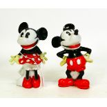 Genuine Walt Disney copyright ceramic Minnie (a/f) & Mickey Mouse toothbrush holders, each stamped