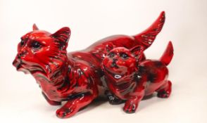 Peggy Davies Ruby Fusion large model of a pair of hunting cats, length 43cm