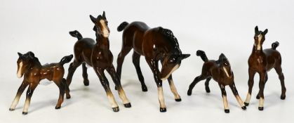 Beswick Foals to include Large Stretched 836, Large Head Down 947, Small Stretched 815 , Foal