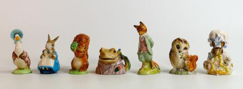 Royal Albert Beatrix Potter figures to include Lady Mouse, Foxy Whiskered Gentleman, Jemima