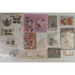 An assortment of world stamps, a large quantity of mainly used in envelopes & bags, together with