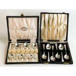 Two sets of Silver teaspoons,boxed,121.3g.