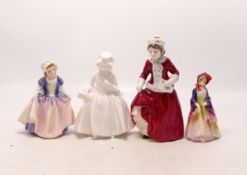 Royal Doulton Small Figures Lavinia, Dinky Doo Hn1679, Best Wishes Hn3426 & Paisley Shawl M4 (
