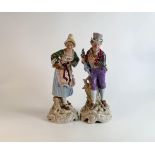 19th Century Pair Large Continental figures, height 40cm(2)