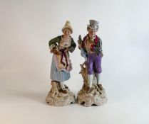 19th Century Pair Large Continental figures, height 40cm(2)