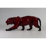 Royal Doulton Flambe model of a stalking tiger, Length 37cm.