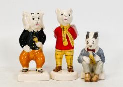 Beswick Rupert & His Friends Series Comprising; 'Rupert The Bear', 'Pong Ping' and Bill Badger(3)
