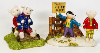 Boxed Royal Doulton Rupert The Bear Tableau Figures Tempted To Trespass RB5 & Beswick Ware Tableau
