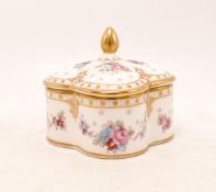 Boxed Royal Crown Derby Royal Antoinette Patterned Trinket Box, diameter 7cm
