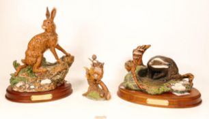 Royal Doulton Wild Life Collection figures The Badger DA8 , The Hare DA6 & similar Chipmunk