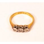 18ct three stone diamond ring,size H,2.1g.