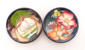 Moorcroft Golden Jubilee and New Dawn pin dishes. Both boxed
