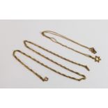 9ct gold 16 inch necklace and a smaller 9ct gold necklace, 4.4g. (2)
