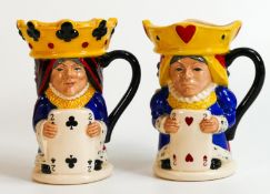 A collection of Royal Doulton small character toby jugs to include King and Queen of Hearts D7037
