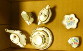 Coalport Ming Rose miniature tea for one set together with two Spode floral items