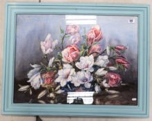 A Marion Brown still life watercolour of flowers. 55cm x 75 cm excluding frame