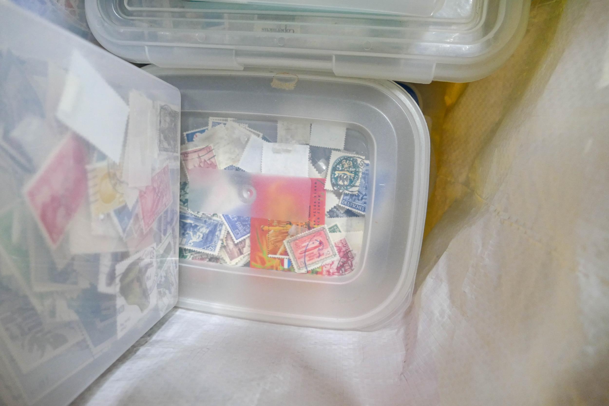 4 x large bags of world & UK stamps containing thousands of stamps loose in boxes, bags, albums & - Image 7 of 17