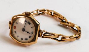 ladies 9ct rose gold wristwatch and bracelet, 16.7g.