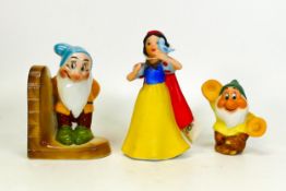 Schmid Pottery Snow White & Severn Darf figures , height of tallest 11cm(3)