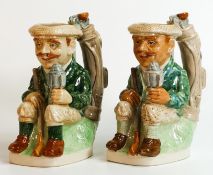 Pair Kevin Francis / Peggy Davies Limited Edition Toby Jugs The Golfer, height 18cm (2)