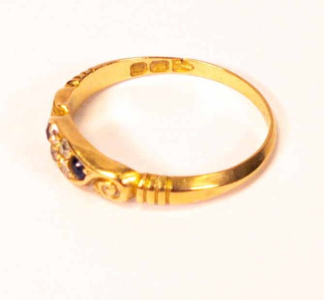 18ct gold diamond & sapphire ring, size Q, 2.5g. - Image 2 of 4
