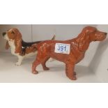 Beswick Dog Figures Red Setter & Bassett Hound(2)