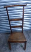 Early 20th century Oak prayer chair 101cm H x 47cm W seat height 35cm