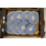 A collection of 8 Wedgwood Blue Jasper Christmas Plates