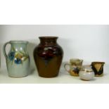 A Collection of Studio Pottery Vases & jugs, tallest 24cm(5)