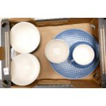 A collection of Wedgwood Weekday Weekend patterned items to include platter, bowls & oversized cup &