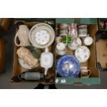 A mixed collection of items to include Wedgwood tankards, Stoke city similar item, Spode Italian