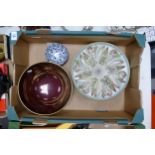 Large Carlton ware rouge royale bowl together with Denby shallow fruit bowl and small oriental
