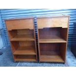 2 1960s Teak Haberdashery Cabinets both on Metal Castors 57cm Wide, 103cm H (Display top unlocked)