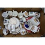 A mixed collection to include Commemorative plates, cups , tankards etc ( 1 tray)