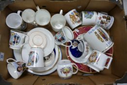 A mixed collection to include Commemorative plates, cups , tankards etc ( 1 tray)