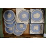 A collection of 9 Wedgwood Blue Jasper Valentine Plates (3 boxed) Plates