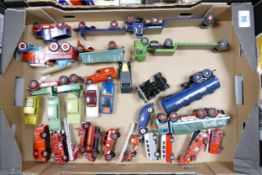 A large collection of play worn model Toy Cars & Vehicles including, Corgi vintage fire engines,