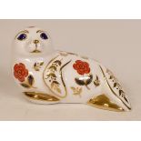 Royal Crown Derby Harbour Seal paperweight, missing stopper